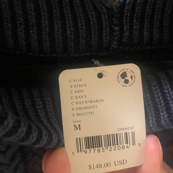 Free People We The Free The Feels Cable Sweater Medium Color: Navy NWT - Picture 6 of 7